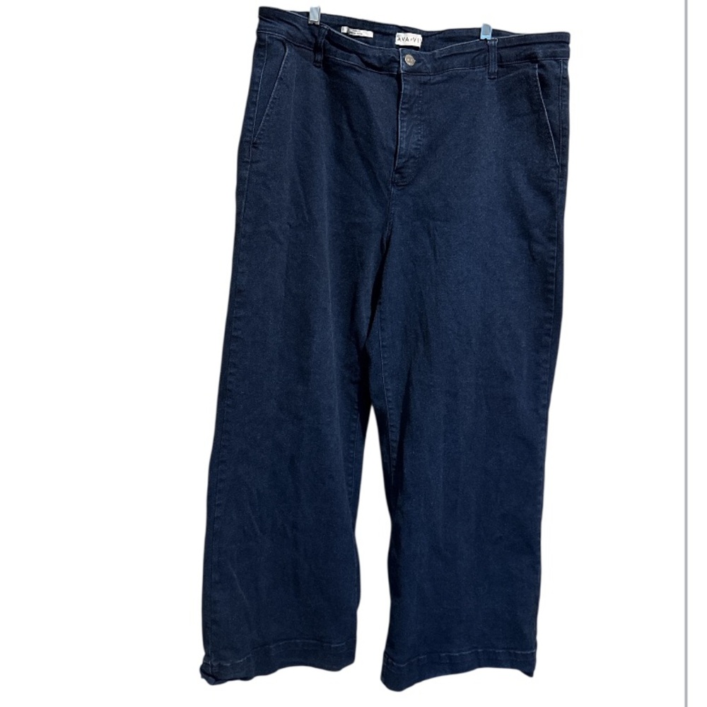 Ava & Viv jeans denim Navy Wide-Leg Trousers stretch